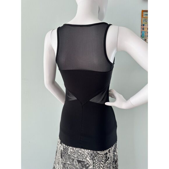 90 Degree Black Sleeveless Mesh Sheer Detail Workout Yoga Tank Top Size XS - Picture 5 of 10